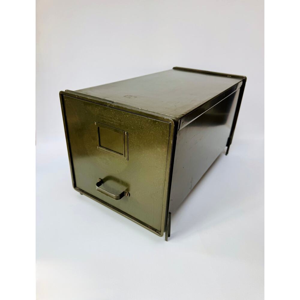 Antique General Fireproofing Steel Transfer File, Industrial Green
